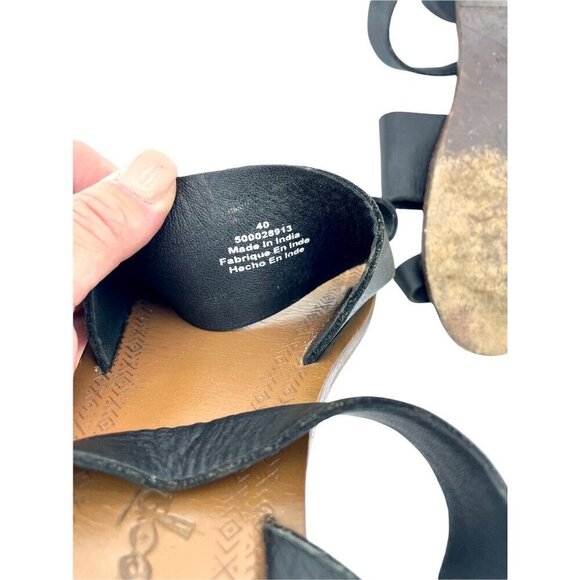Free People Torrence Black Leather Flat Sandals Leather Straps Sz 40 - Picture 10 of 10